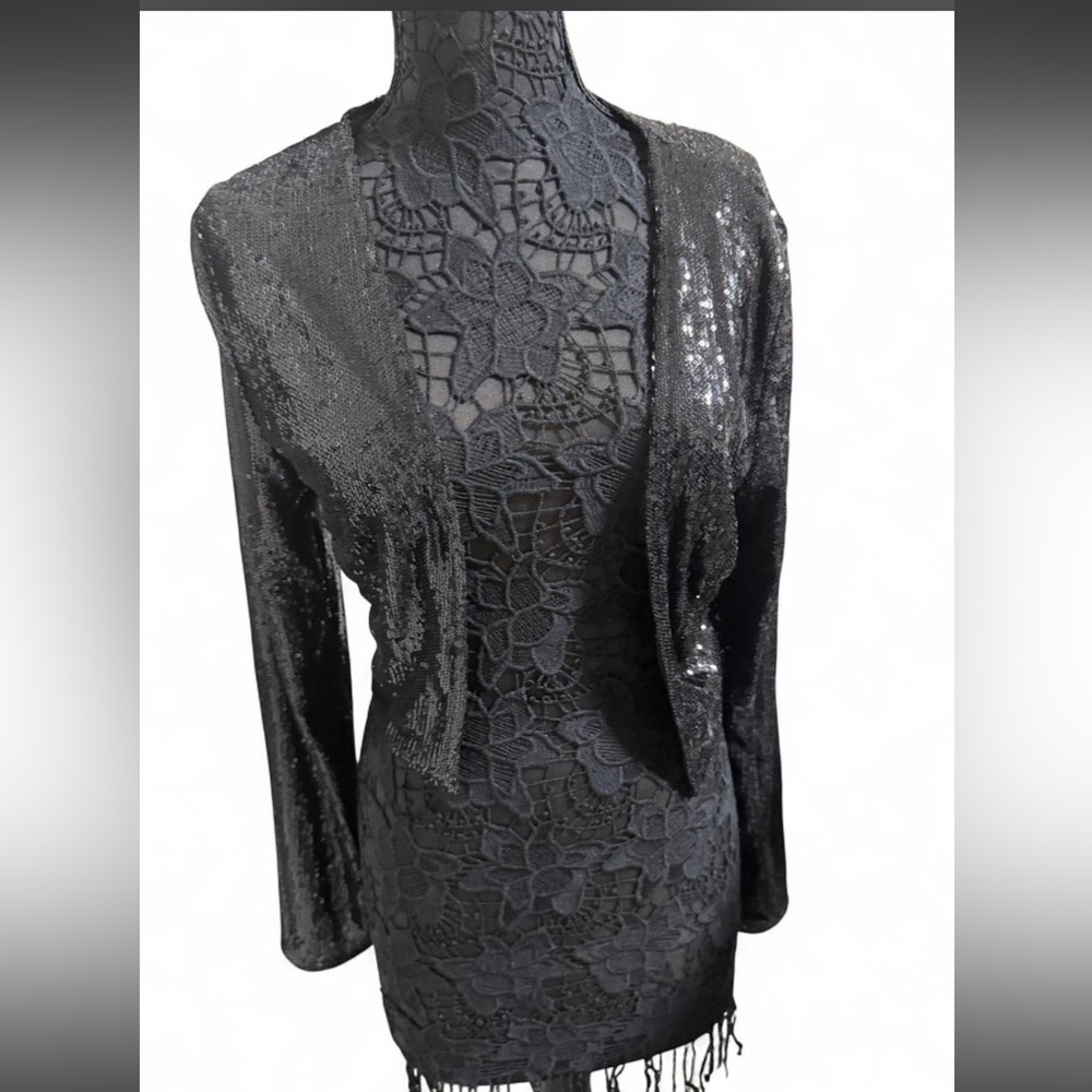 AKIRA Black Sequins Knit Cardigan